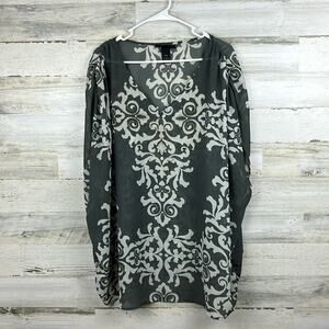 Lane Bryant womens 26/28 sheer gray/white sleeveless lightweight blouse